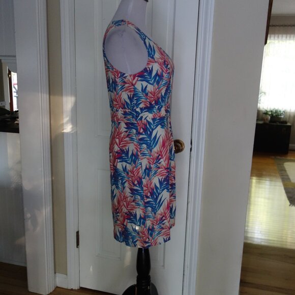 NWT FOREVER 21 Cream Blue Pink Side Pleated Sundress – Large - Picture 3 of 8